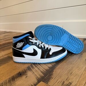 Women's Jordan 1 Mid University Blue and Black